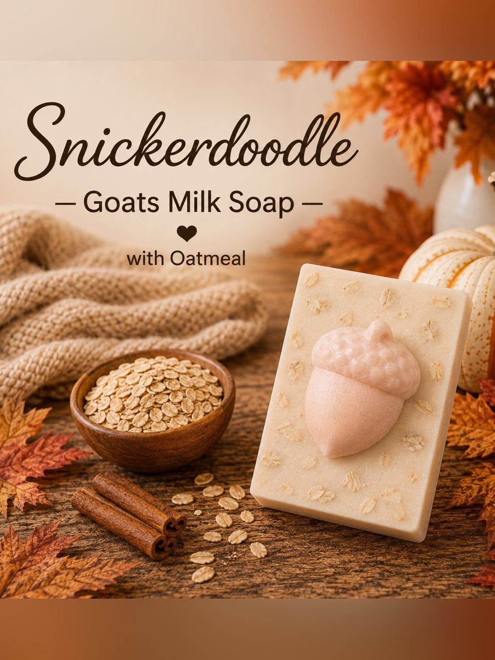 Snickerdoodle Goats milk soap w/ acorn topper-Handcrafted
